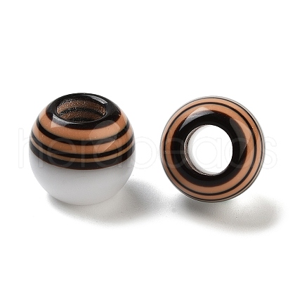 Resin Striped European Beads RESI-Z030-06B-1