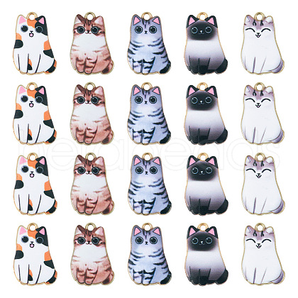  20Pcs 5 Colors Alloy Enamel Pendants ENAM-TA0001-81-1