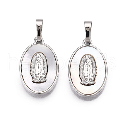 Brass & Shell Pendants KK-N254-208P-1
