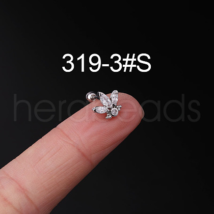 316L Surgical Stainless Steel Clear Cubic Zirconia Cartilage Earrings WG107EC-03-1