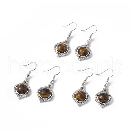 Natural Tiger Eye Vase Dangle Earrings EJEW-A092-01P-03-1
