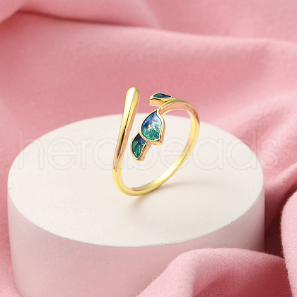 Brass Open Cuff Rings for Women RJEW-R005-01G-1