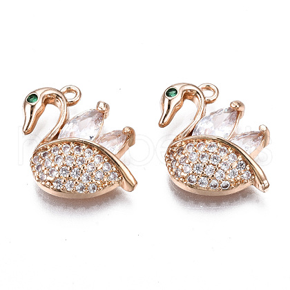 Brass Micro Pave Clear Cubic Zirconia Pendants KK-S359-109-RS-1