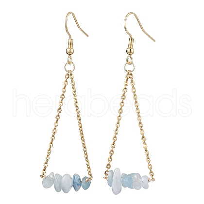 304 Stainless Steel with Natural Aquamarine Dangle Earrings EJEW-JE06010-03-1