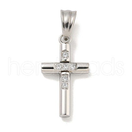 304 Stainless Steel Cubic Zirconia Pendants STAS-C102-06A-P-1