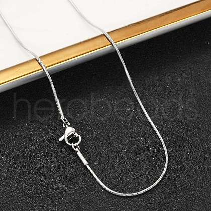 Tarnish Resistant Classic Plain 304 Stainless Steel Mens Womens Snake Chain Necklaces STAS-M174-018P-B-1