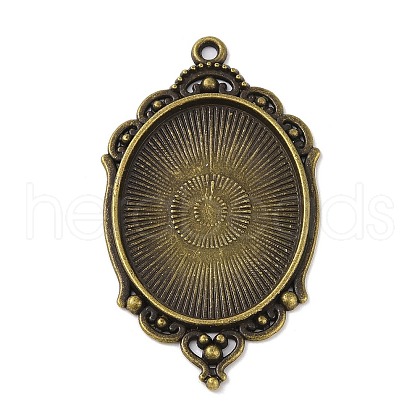 Tibetan Style Alloy Pendant Cabochon Settings TIBEP-XCP0001-11AB-1