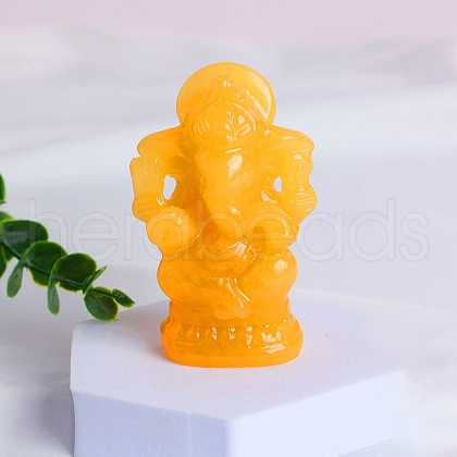 Ganesha Natural Calcite Healing Figurines PW-WG31949-01-1