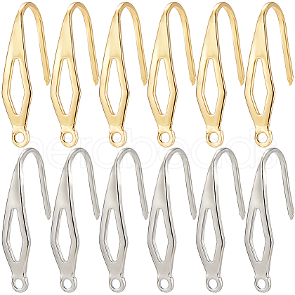 SUNNYCLUE 80Pcs 2 Colors 304 Stainless Steel Earring Hooks STAS-SC0009-24-1