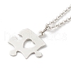 304 Stainless Steel Puzzle Piece Pendant Necklaces Sets NJEW-JN03516-02-4