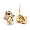 Hamsa Hand Cubic Zirconia Stud Earrings EJEW-E167-19G-2