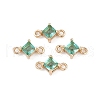 Brass Pave Glass Rhombus Links Connector Charms GLAA-Q088-001B-1
