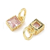 Square Brass Micro Pave Cubic Zirconia Pendants KK-I355-16G-3