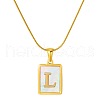 Stainless Steel Snake Bone Chain Alphabet Necklace with Shell Pendant WD3660-12-1