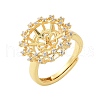 Flower Brass Micro Pave Cubic Zirconia Adjustable Ring Settings KK-K297-12G-1