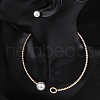 Round Plastic Imitation Pearl Stud Earrings & Cubic Zirconia Rhinestone Cuff Choker Necklaces Sets SJEW-U003-05G-2