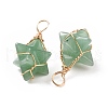 Natural Green Aventurine Copper Wire Wrapped Pendants G-B041-02G-10-3