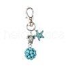 Starfish & Round Synthetic Turquoise Pendant Decorations HJEW-JM03276-01-2