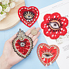 ARRICRAFT 4Pcs 4 Style Heart/Flower with Evil Eye Handicraft Beading Felt Appliques PATC-AR0001-10-3