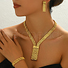 Iron Wide Chain Bracelets & Earrings & Necklaces Sets for Women Formal Events VN2065-3