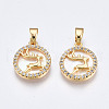 Brass Micro Pave Clear Cubic Zirconia Charms KK-Q277-006-NF-2