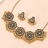 Flower Alloy Rhinestone Pendant Necklaces & Stud Earrings Sets FS-WGA9B77-01-3