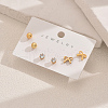 3Pairs Stainless Steel Bowknot & Round Stud Earrings XC9649-1