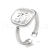 Tarnish Resistant Square 304 Stainless Steel Cuff Ring Findings STAS-P334-04P-1