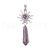 5Pcs Copper Wire Wrapped Natural Lapis Lazuli & Quartz Crystal & Rose Quartz & Green Aventurine & Amethyst Big Pendants PALLOY-JF03640-3