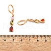 Teardrop Brass Pave Colorful Cubic Zirconia Hoop Earrings for Women EJEW-G428-23G-5