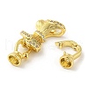 Rack Plating Brass Micro Pave Clear Cubic Zirconia Fold Over Clasps KK-H447-12G-3