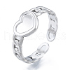 Non-Tarnish 304 Stainless Steel Heart with Chain Cuff Rings RJEW-N038-127P-1