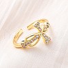 Brass Micro Pave Clear Cubic Zirconia Cuff Rings for Women RJEW-U047-08G-1
