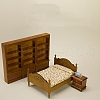 Wooden Double Bed Miniature Ornaments PW-WGA2EE5-01-2