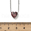304 Stainless Steel Dark Red Cubic Zirconia Heart Pendant Necklaces for Women NJEW-Z064-04P-5