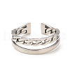 Non-Tarnish 304 Stainless Steel Double Line Open Cuff Ring for Women RJEW-I096-13P-2