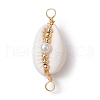 Natural Shell Copper Wire Wrapped Connector Charms PALLOY-JF02316-02-1