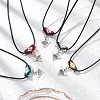 Glass Seed Beaded & Alloy Triangle Evil Eye Pendant Necklaces NJEW-MZ00110-1
