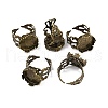 Adjustable Antique Bronze Tone Filigree Brass Ring Component Cabochon Settings X-KK-G020-A-5