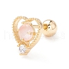 Heart Cat Eye Stud Earrings for Women EJEW-A065-01G-1