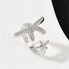 Brass Open Cuff Rings for Women RJEW-R032-05P-2