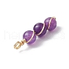 Natural Green Aventurine/Amethyst/Carnelian/Tiger Eye/Rose Quartz/Lapis Lazuli/White Jade Round Beaded Copper Wire Wrapped Pendants PALLOY-JF03442-01-5