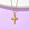 304 Stainless Steel Cross Pendant Cable Chain Necklaces NJEW-S442-04G-1