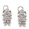 Brass Micro Pave Clear Cubic Zirconia Charms ZIRC-B002-57P-1