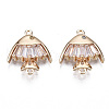 Brass Micro Pave Clear Cubic Zirconia Links Connectors KK-S359-160-RS-1