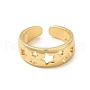 Rack Plating Brass Hollow Star Cuff Rings for Women RJEW-C050-14G-2