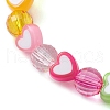 Heart & Faceted Round Acrylic Beaded Stretch Bracelets BJEW-JB10245-02-2