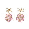 Flower Handmade Glass Seed Beads Dangle Stud Earrings EJEW-MZ00471-3
