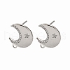 Brass Micro Pave Clear Cubic Zirconia Stud Earring Findings KK-G530-03P-1