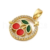 Brass Micro Pave Cubic Zirconia Pendants KK-V009-15G-01-2
